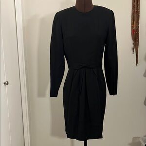 Elegant Black Dress with bow detail and sinched waistline zipper entry